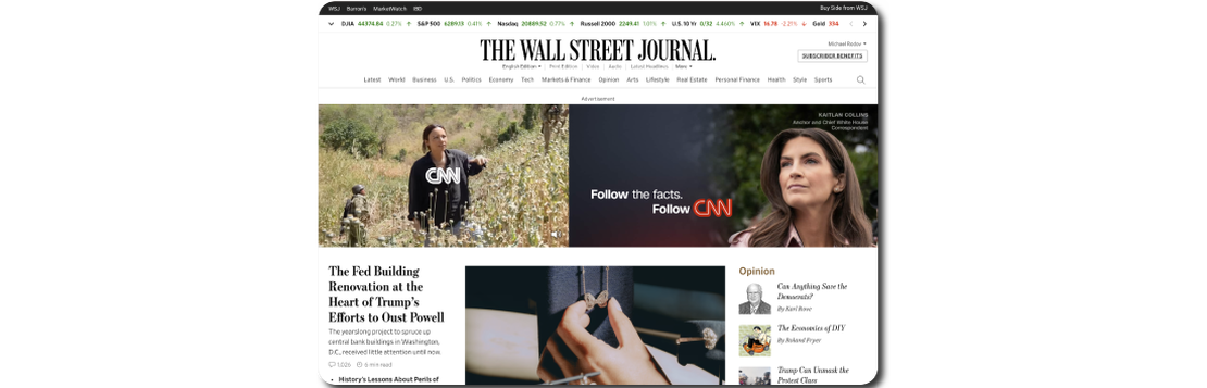 What Marketers Can Learn From Today’s CNN Homepage Takeover on The Wall Street Journal